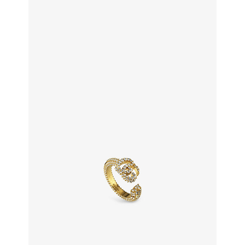 Gucci Double G Key gold-tone brass and crystal ring