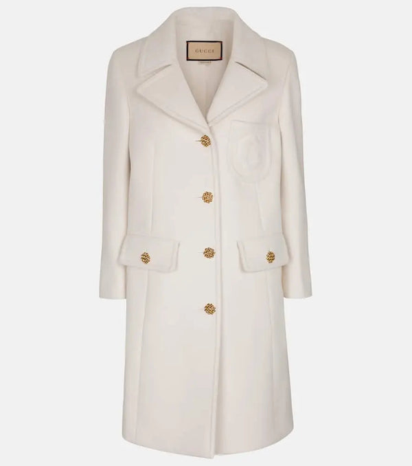 Gucci Double G embroidered wool coat | LYBSTORE