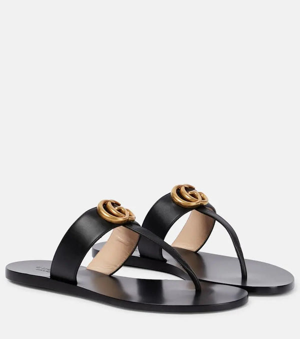 Gucci Double G leather thong sandals | LYBSTORE