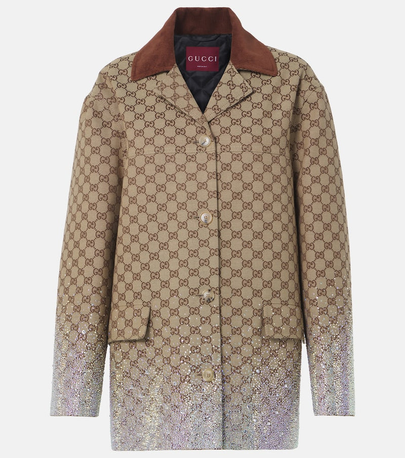 Gucci GG Canvas embellished cotton-blend coat