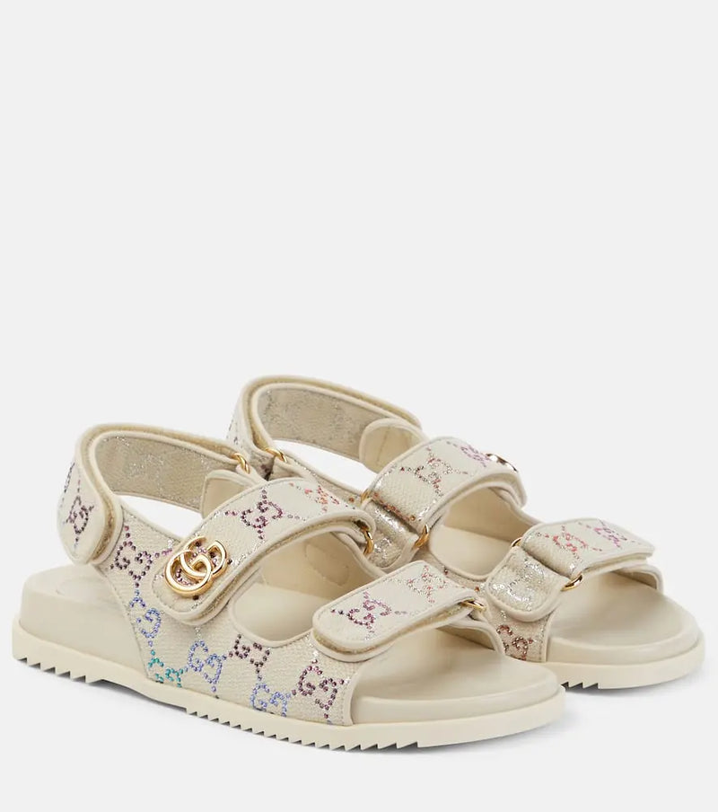 Gucci GG Crystal canvas sandals | LYBSTORE