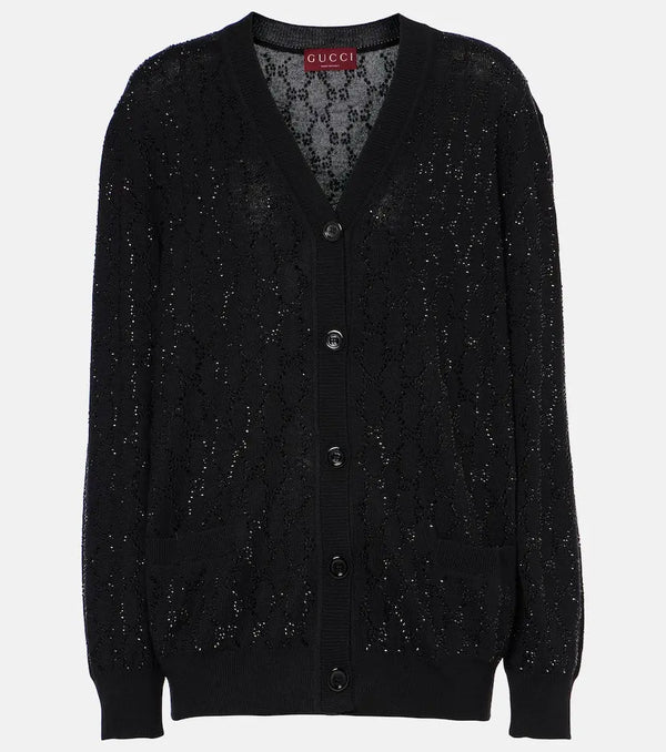 Gucci GG Crystal wool cardigan | LYBSTORE