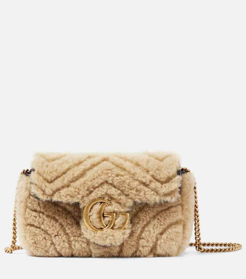 Gucci GG Marmont Mini shearling shoulder bag