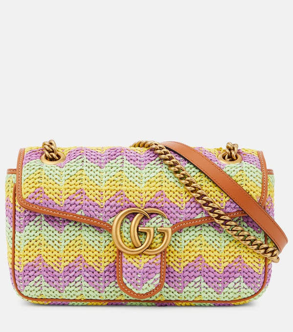 Gucci GG Marmont Small raffia shoulder bag