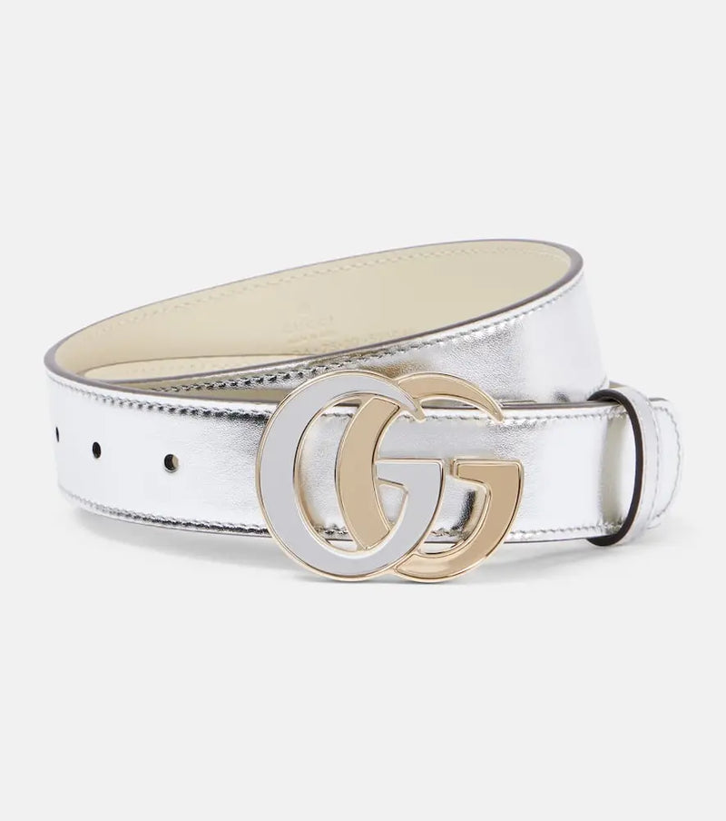 Gucci GG Marmont metallic leather belt | LYBSTORE