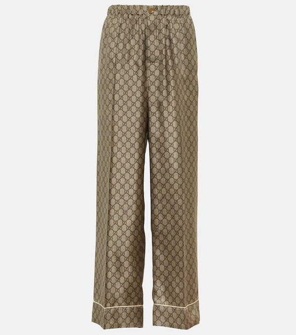 Gucci GG Supreme wide-leg silk pants