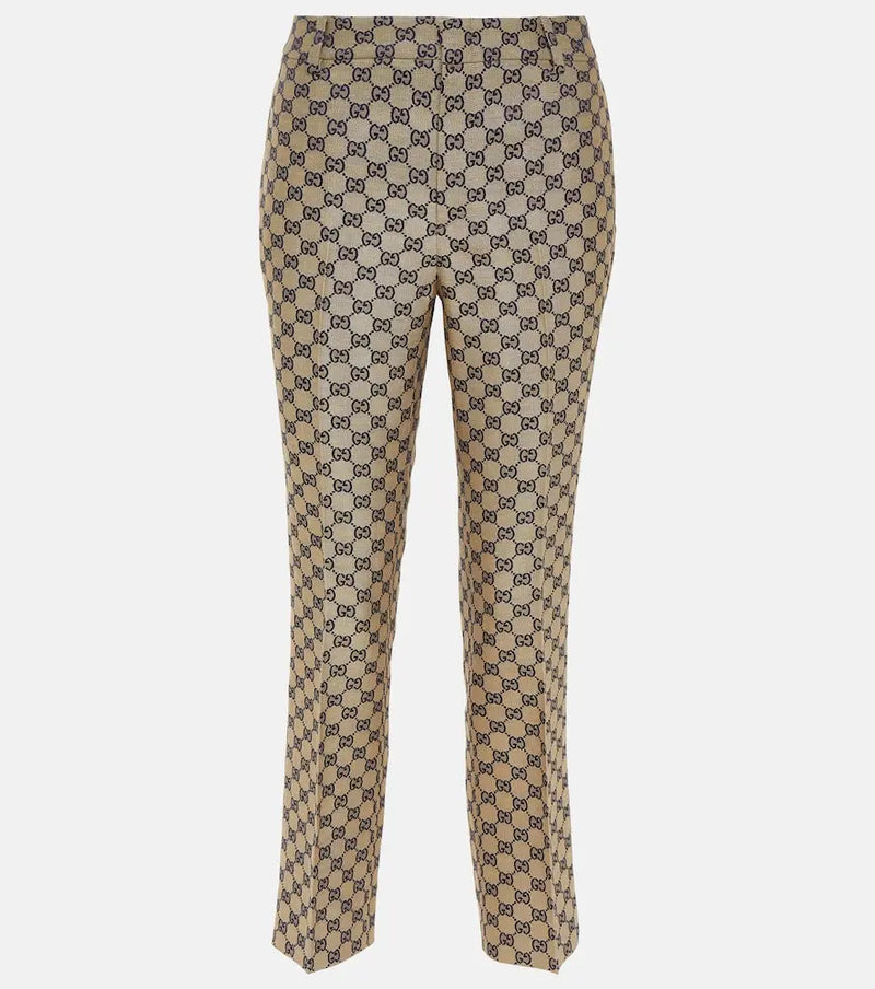 Gucci GG canvas linen-blend straight pants | LYBSTORE