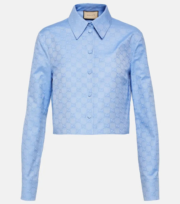 Gucci GG cropped cotton Oxford shirt | LYBSTORE