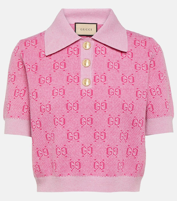 Gucci GG cropped wool jacquard polo shirt