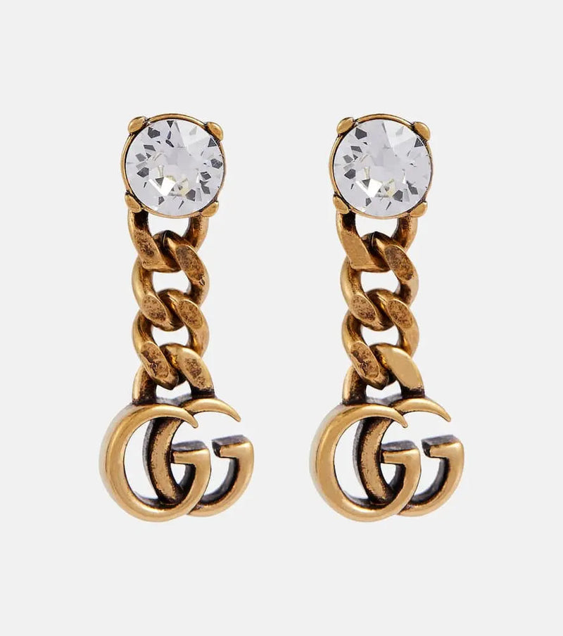 Gucci GG crystal-embellished drop earrings | LYBSTORE