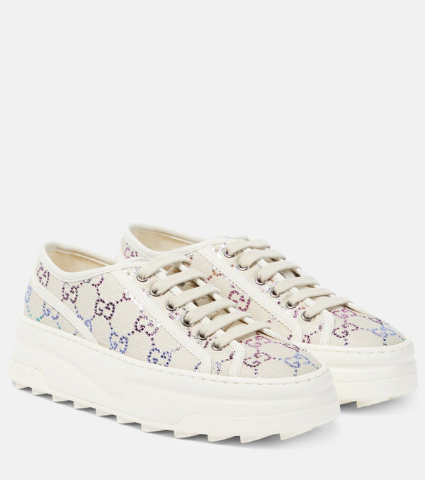 Gucci GG embellished lamé platform sneakers | LYBSTORE