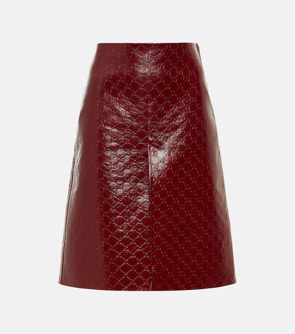 Gucci GG embossed leather midi skirt