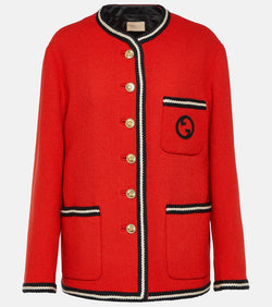 Gucci GG embroidered wool-blend tweed jacket