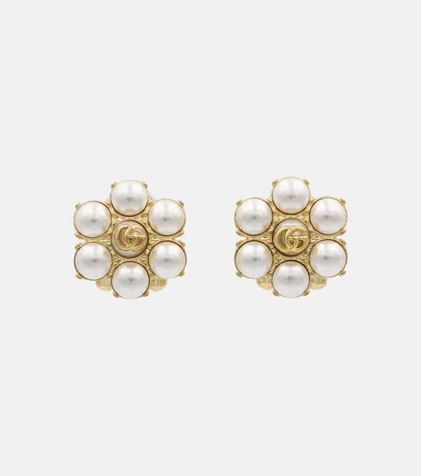 Gucci GG faux pearl clip-on earrings | LYBSTORE