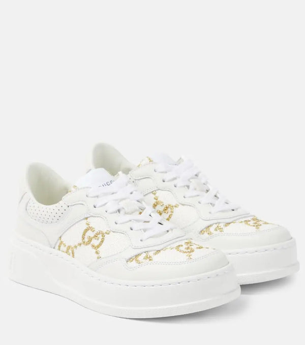 Gucci GG leather-trimmed sneakers | LYBSTORE