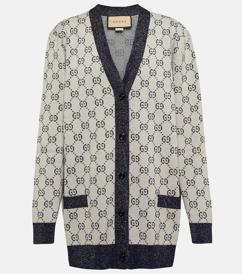 Gucci GG metallic jacquard-knit cardigan | LYBSTORE