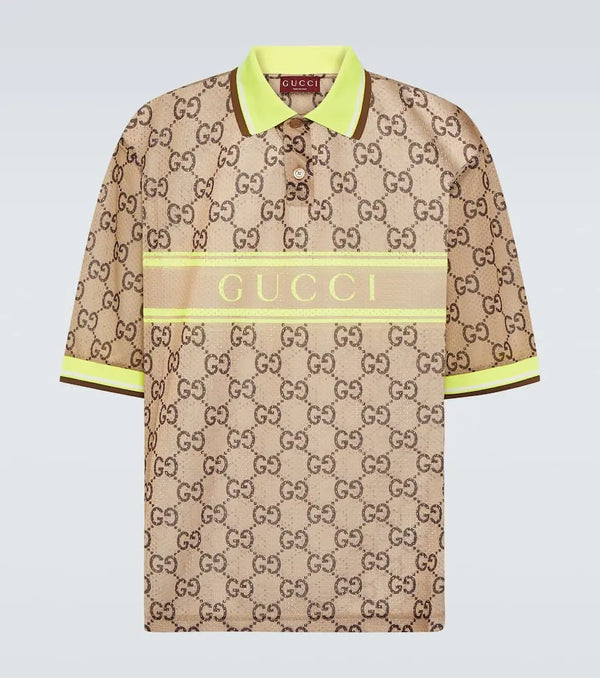 Gucci GG printed mesh polo shirt | LYBSTORE