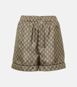 Gucci GG printed silk twill shorts | LYBSTORE