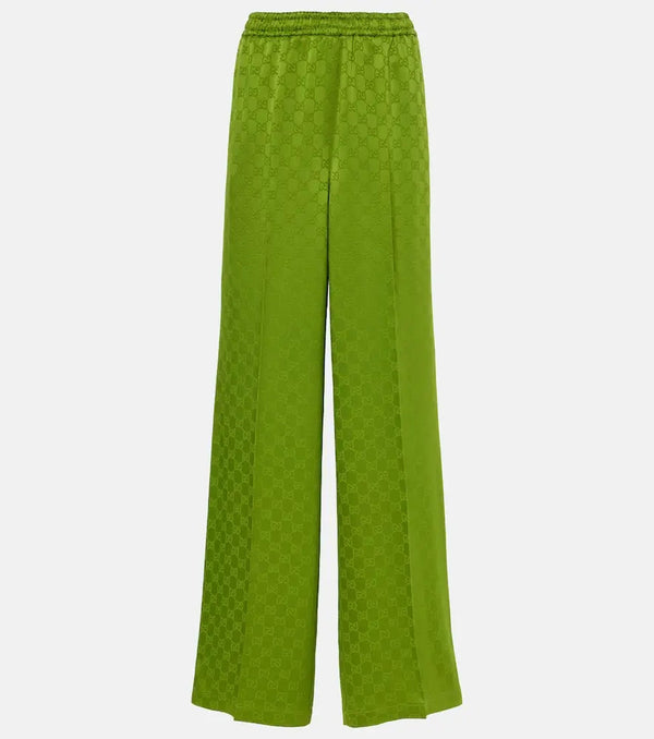 Gucci GG satin jacquard wide-leg pants | LYBSTORE