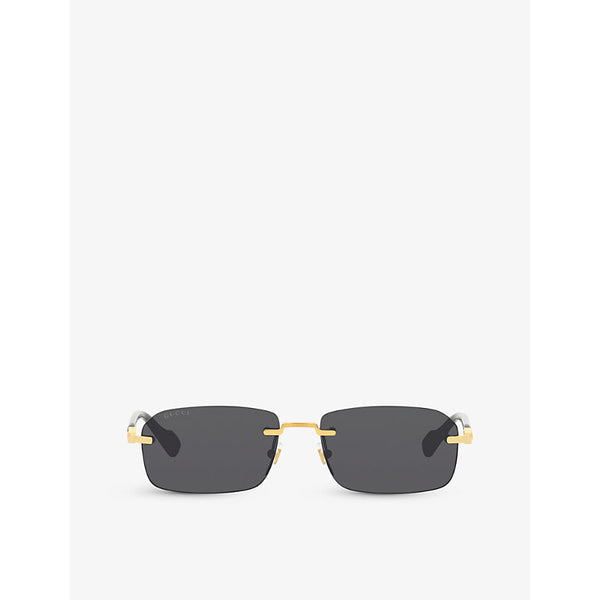 Gucci GG1221S rectangular-frame metal sunglasses | LYBSTORE