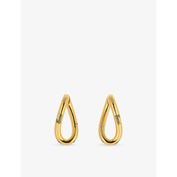 Gucci Geometrical logo-engraved metal hoop earrings