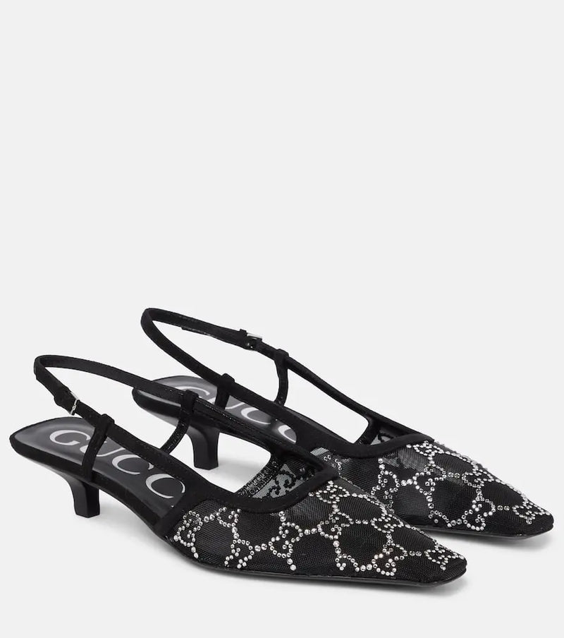 Gucci Gucci Demi embellished slingback pumps | LYBSTORE