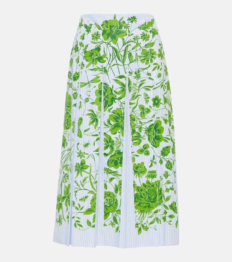 Gucci Gucci Flowers striped cotton midi skirt | LYBSTORE