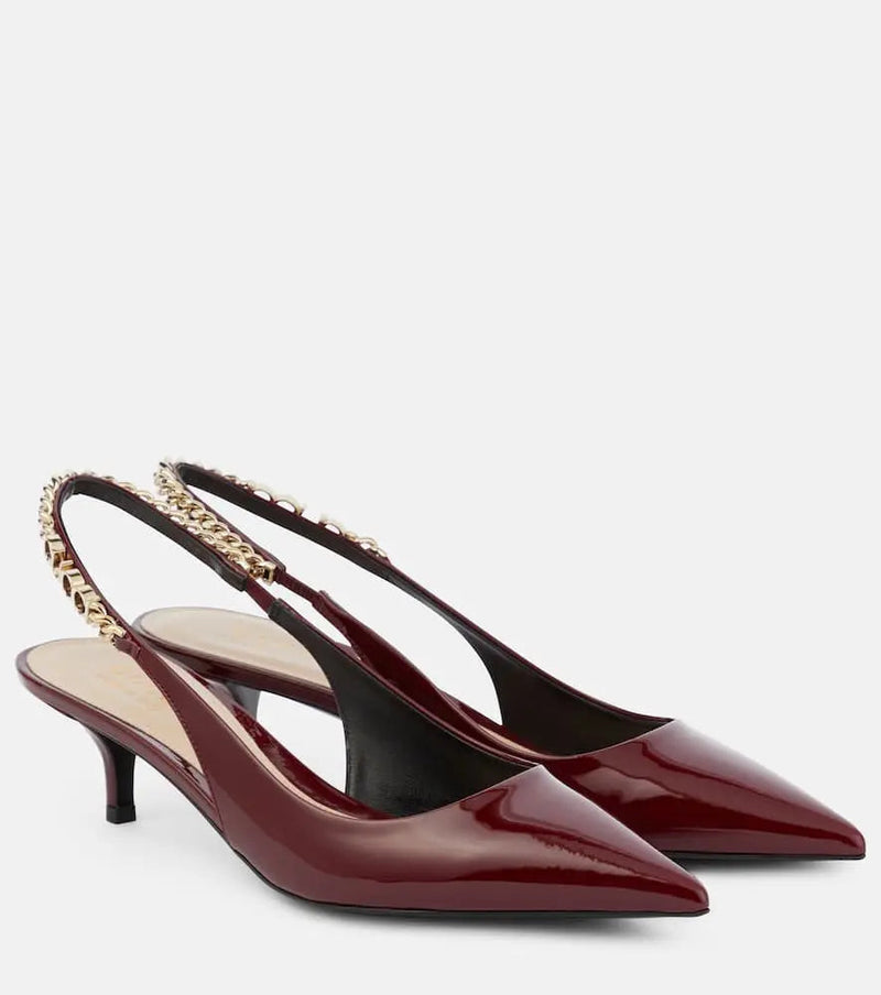 Gucci Gucci Signoria patent leather slingback pumps | LYBSTORE