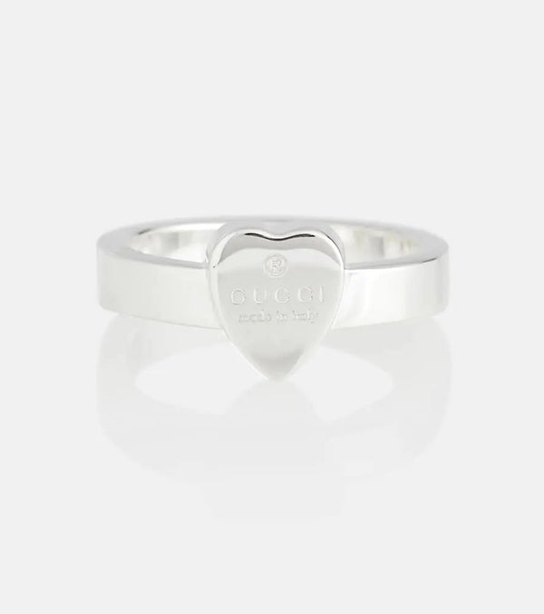 Gucci Heart-detail sterling silver ring | LYBSTORE