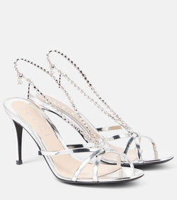 Gucci Heloise embellished metallic leather sandals