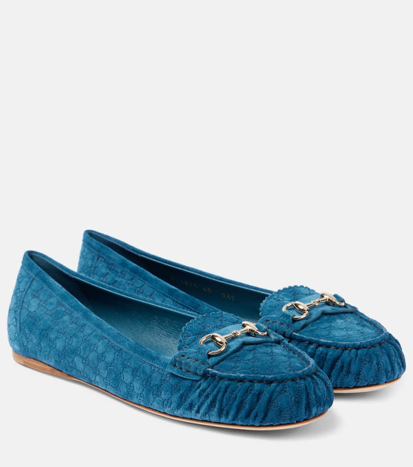 Gucci Horsebit GG suede ballet flats