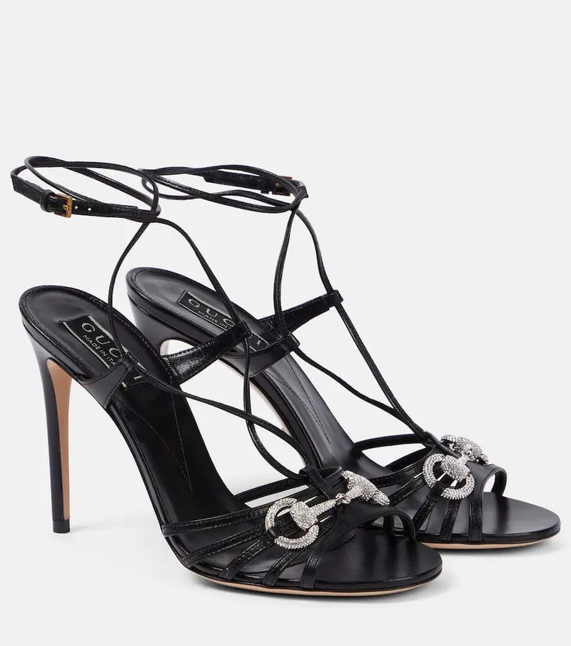 Gucci Horsebit embellished leather sandals | LYBSTORE