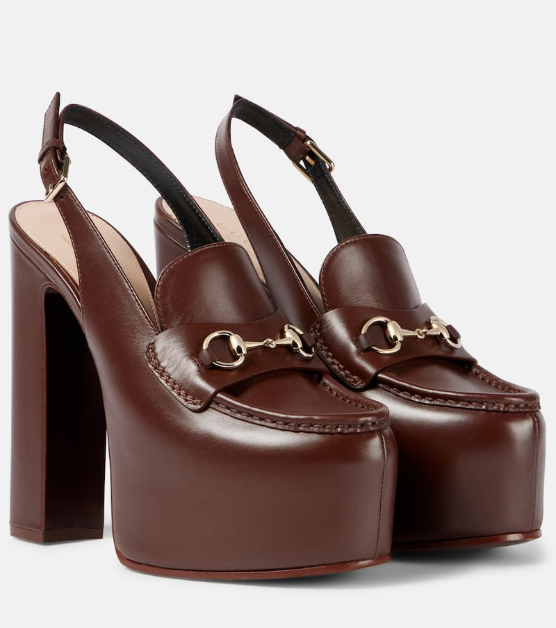 Gucci Horsebit leather platform loafer pumps