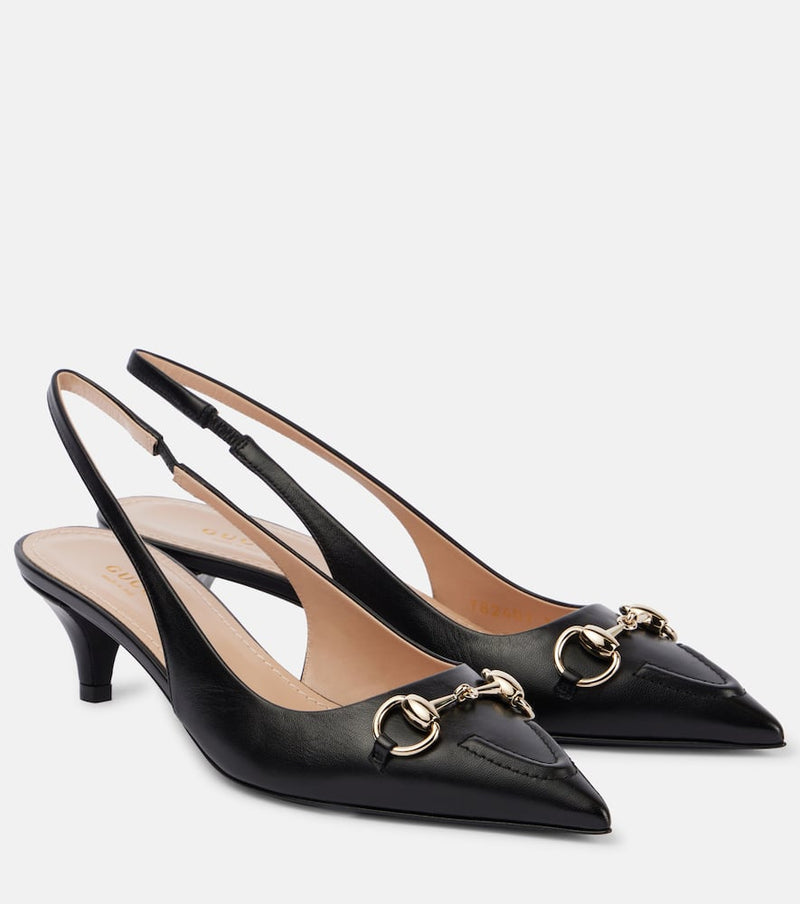 Gucci Horsebit leather slingback pumps