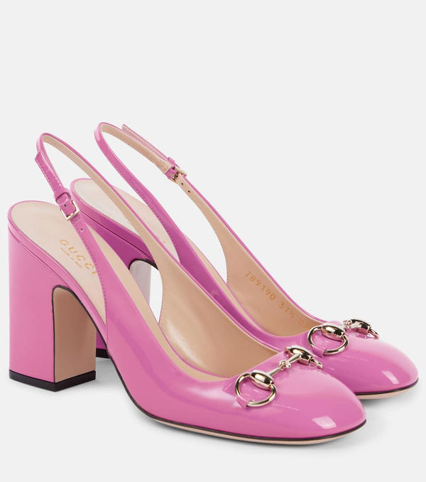 Gucci Horsebit patent leather slingback pumps