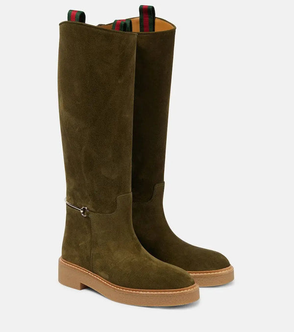 Gucci Horsebit suede knee-high boots | LYBSTORE