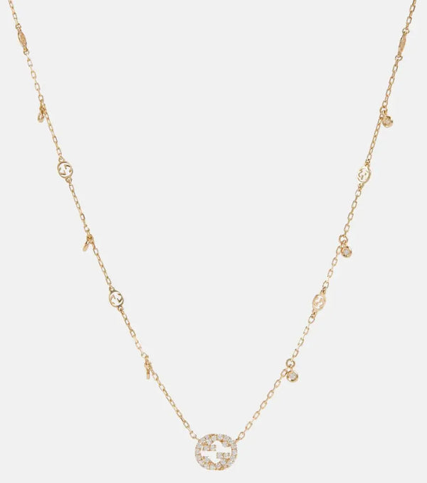 Gucci Interlocking G 18kt gold necklace with diamonds | LYBSTORE