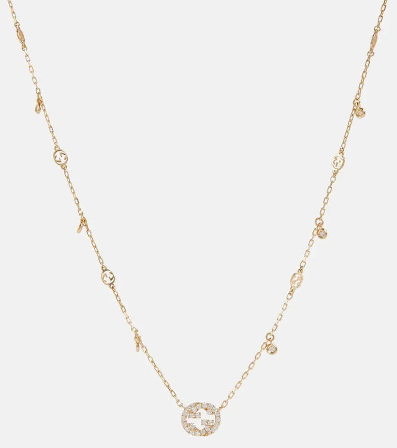 Gucci Interlocking G 18kt gold necklace with diamonds | LYBSTORE