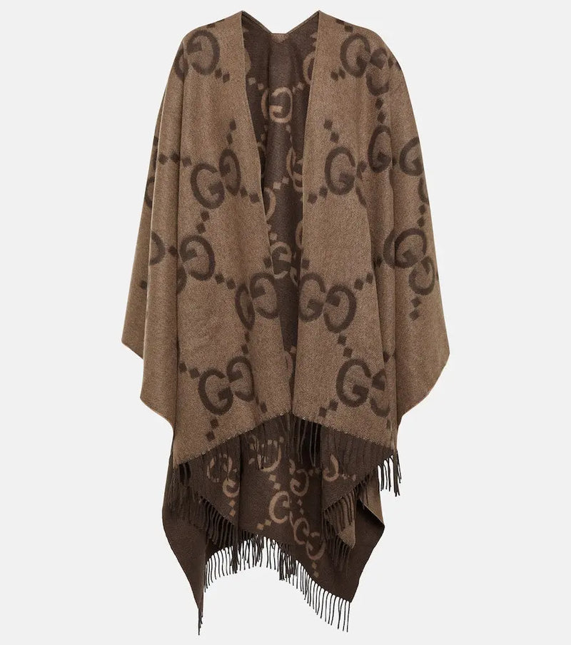 Gucci Jumbo GG reversible cashmere cape | LYBSTORE