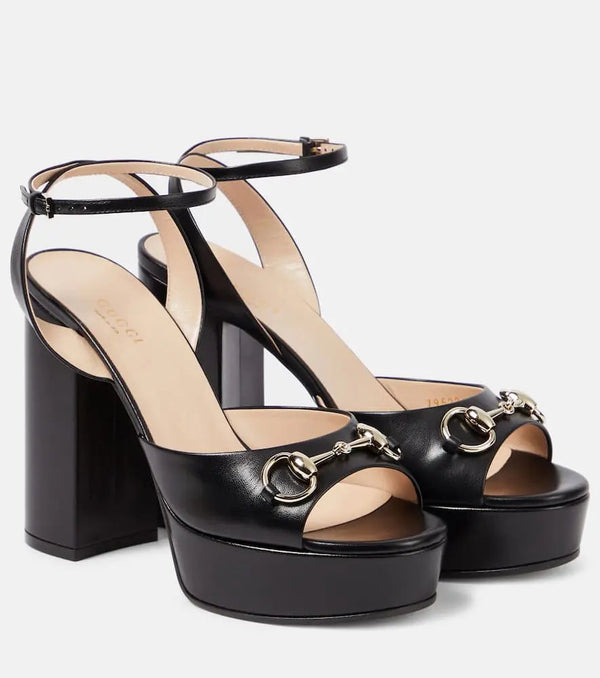 Gucci Lady Horsebit leather platform sandals