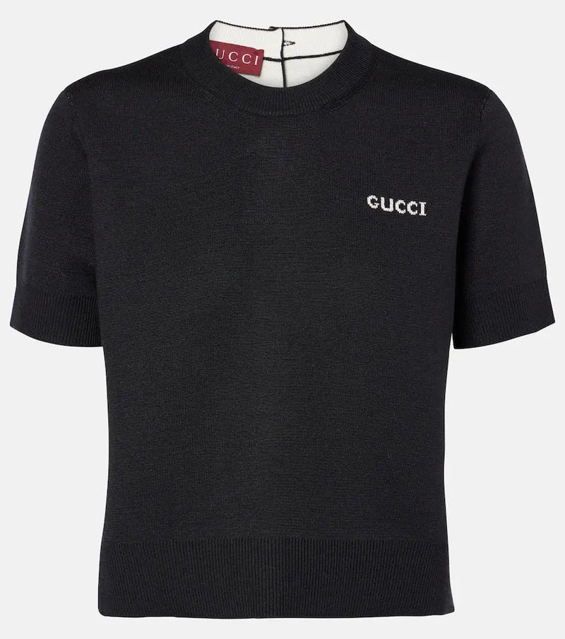 Gucci Logo cotton, wool, and silk-blend T-shirt