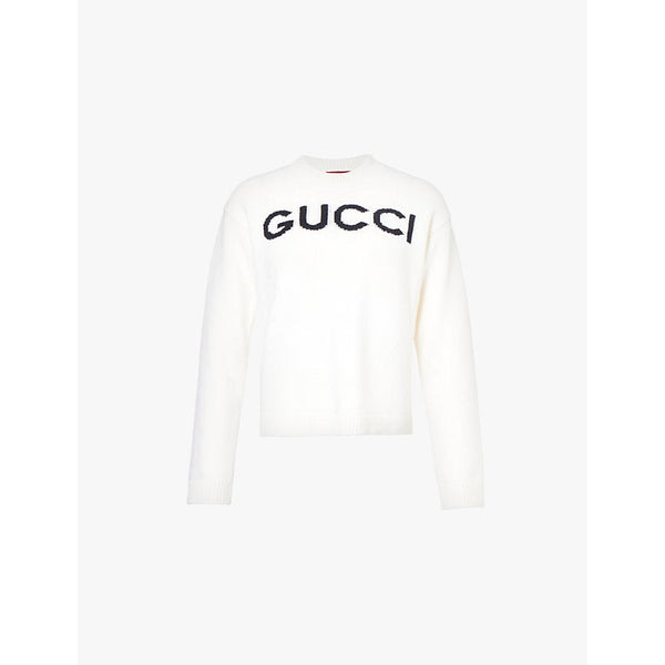 Womens Gucci Logo-embroidered regular-fit wool jumper