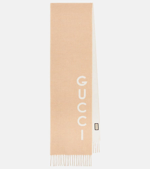 Gucci Logo jacquard wool and cashmere scarf