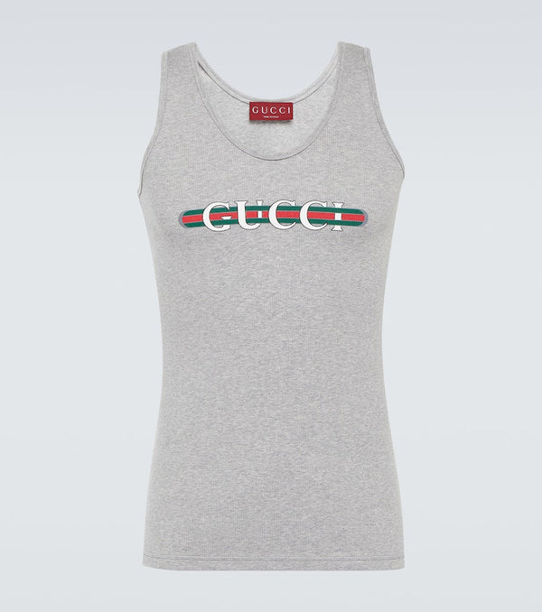 Gucci Logo ribbed-knit cotton jersey tank top