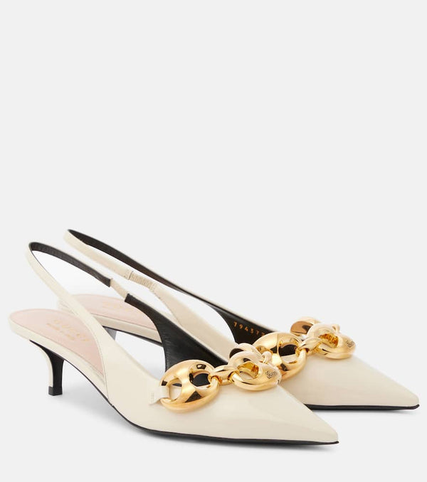 Gucci Marina patent leather slingback pumps