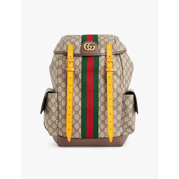 Gucci Monogram-print Web-stripe coated-canvas backpack | Gucci