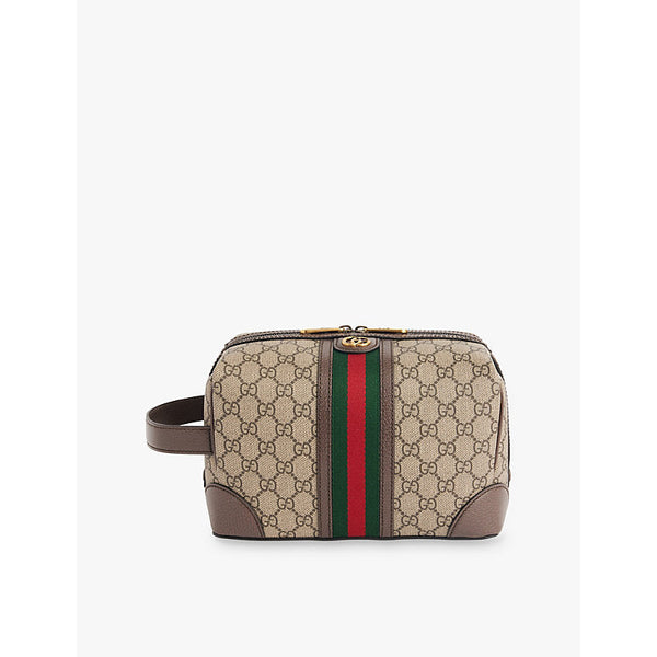 Gucci Monogram-print brand-plaque coated-canvas washbag