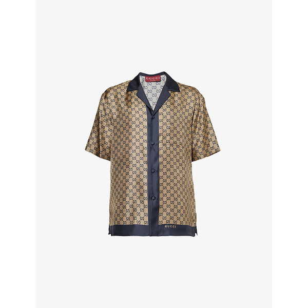 Gucci Monogram-print short-sleeves relaxed-fit silk shirt