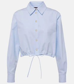 Gucci Pinstriped cropped cotton jacquard shirt | LYBSTORE