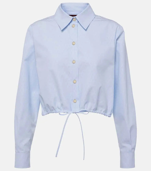 Gucci Pinstriped cropped cotton jacquard shirt | LYBSTORE